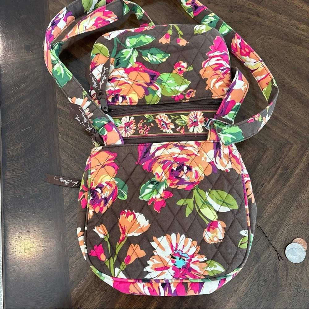 Vera Bradley Pink and Green Botanical Crossbody